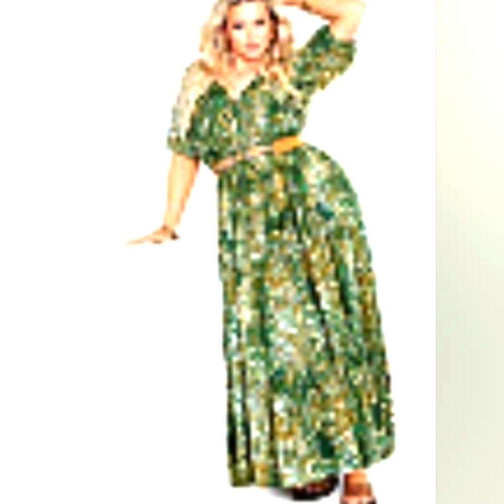 Marcie Print Maxi Dress - green